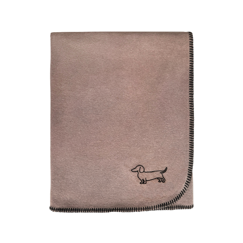 Fleece Decke "Dackel POLDI" 100x160 cm - Nutria