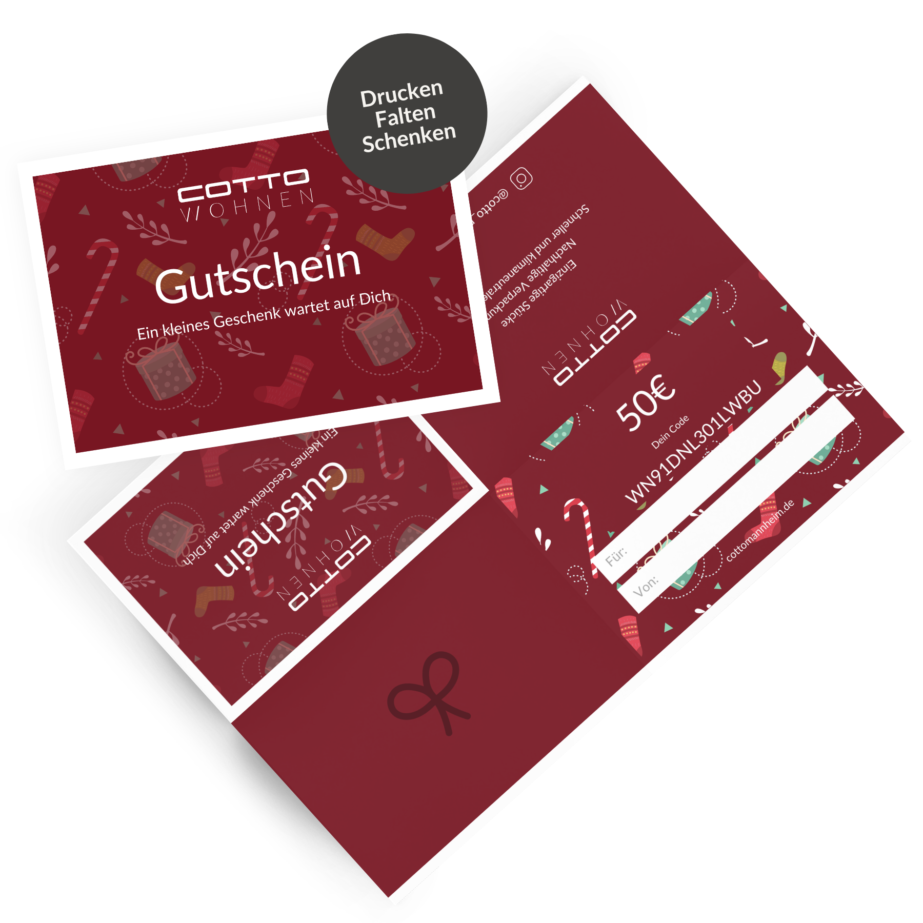 Gutschein zum Ausdrucken oder Versenden (Weihnachten)