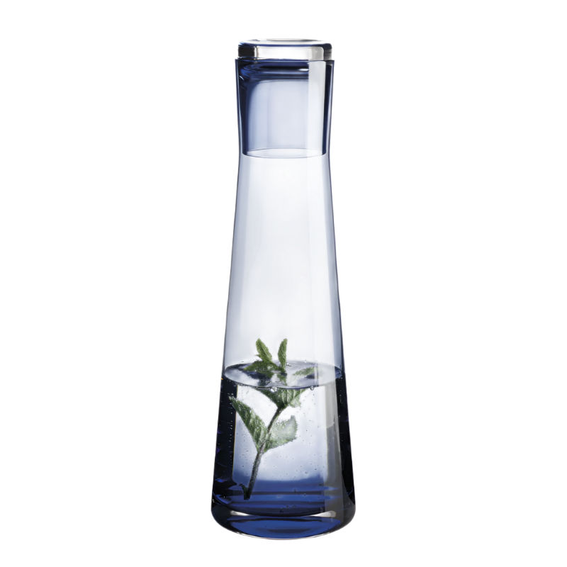 Glaskaraffe Lina von ASA Selection aus klarem Glas, stilvolles Design für Getränke wie Wasser, Saft oder Wein in blau mit Wasserfüllung