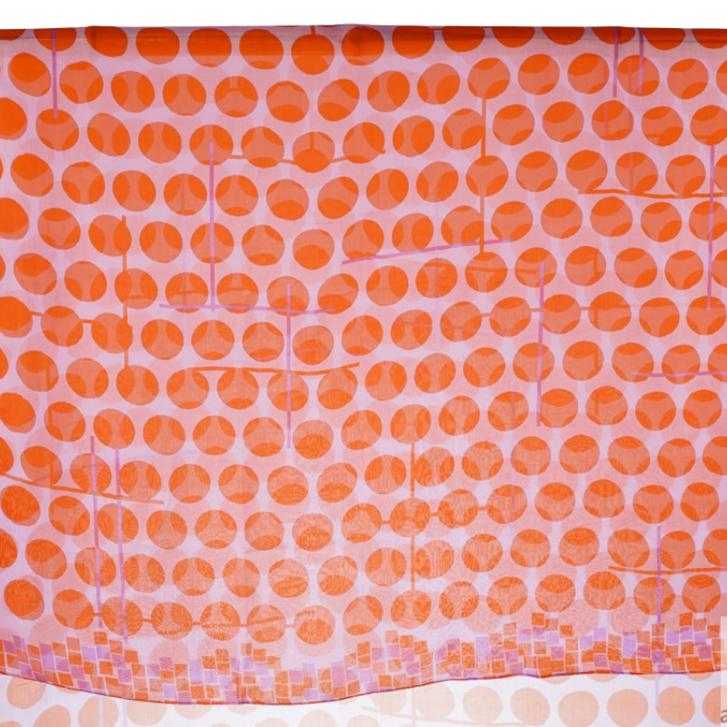 Ahmaddy Seidenschal Polka in rosa mit Punkten in Orange  mit einer schönen Musterung