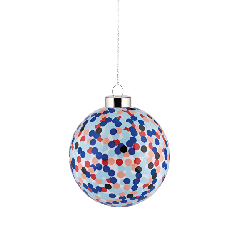 Alessi Weihnachtskugel aus mundgeblasenem Glas bläulich