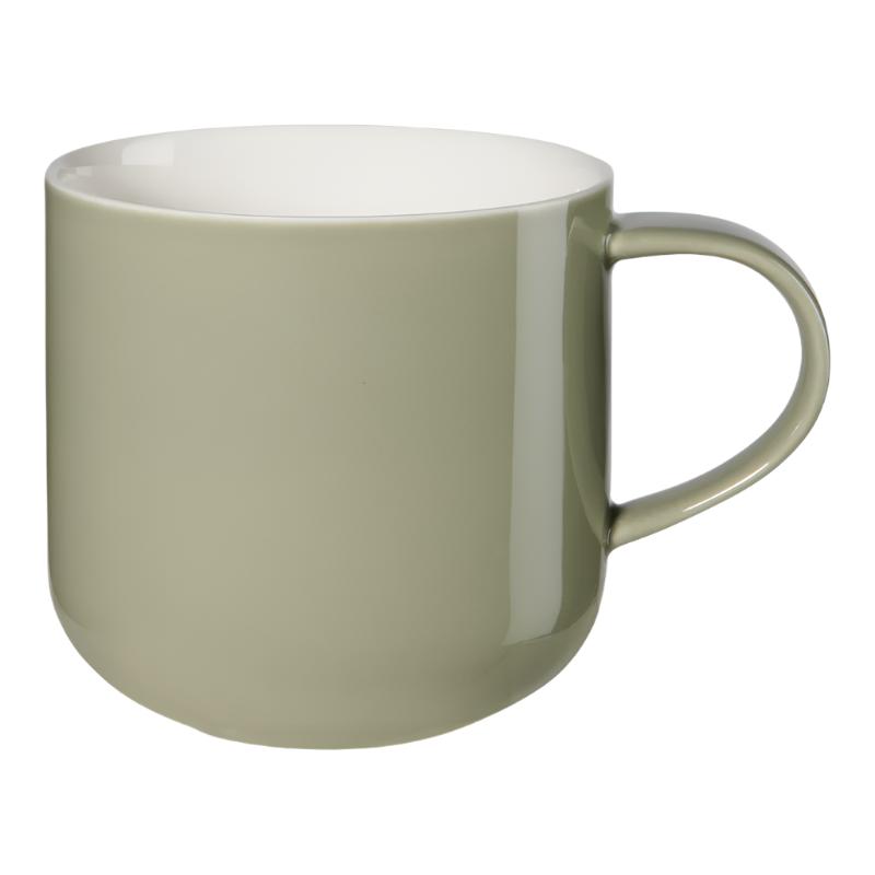 Henkelbecher Coppa aus Porzellan, ideal für Kaffee oder Tee, modernes Design in der Farbe khaki