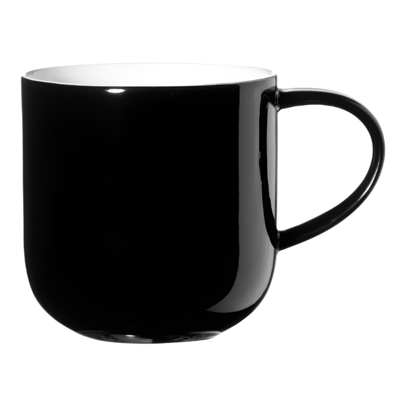 Henkelbecher Coppa aus Porzellan, ideal für Kaffee oder Tee, modernes Design in der Farbe schwarz