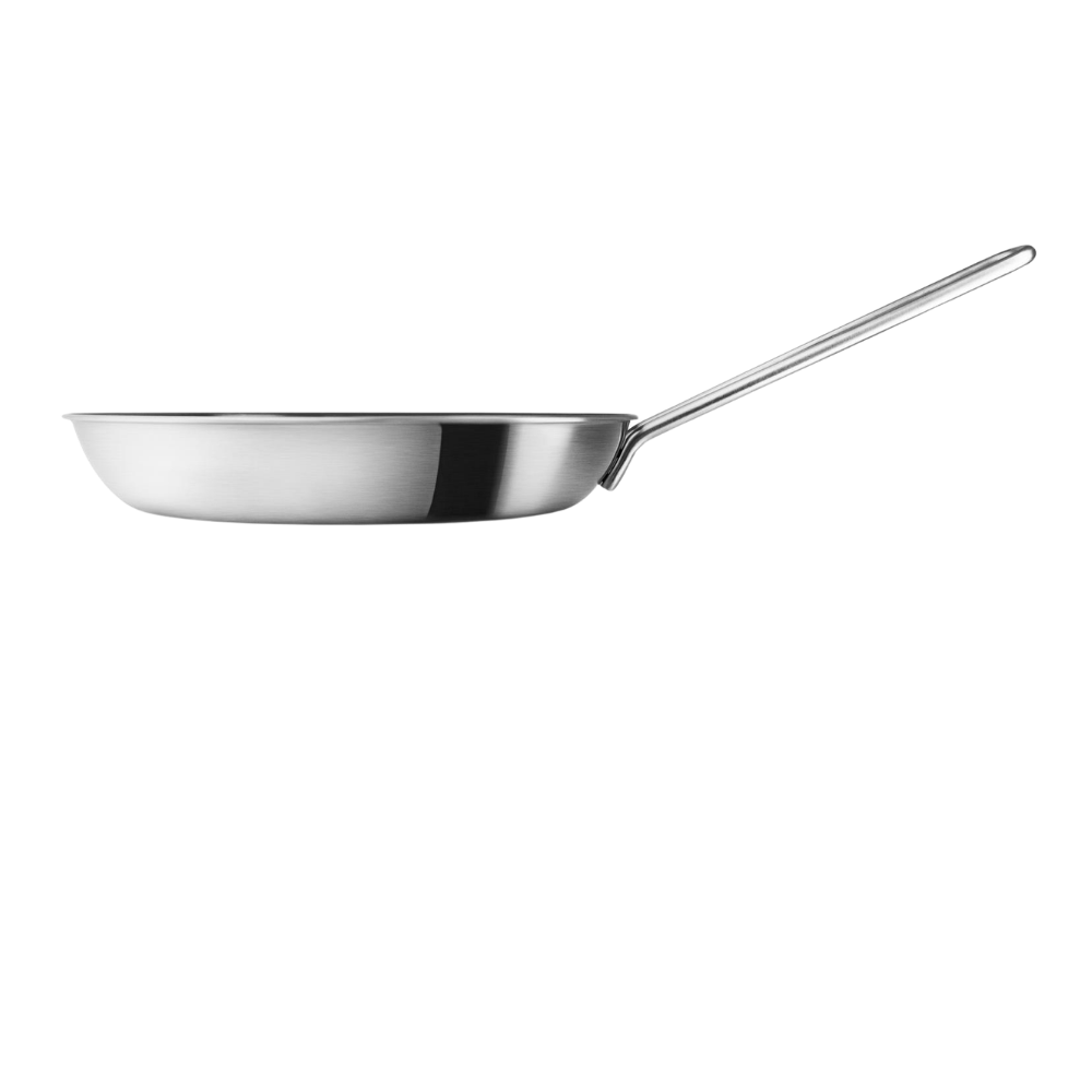 Eva Trio Bratpfanne Multi Mosaic 28 cm – seitliche Ansicht in Brushed Steel