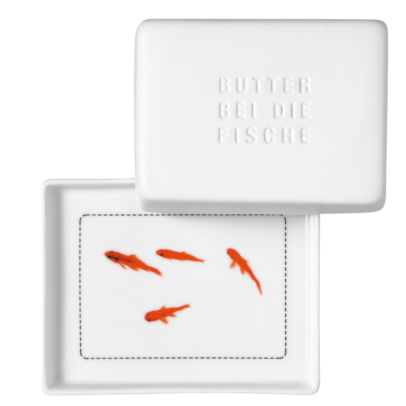 Porzellan Butterdose "Butter bei die Fische" - Groß