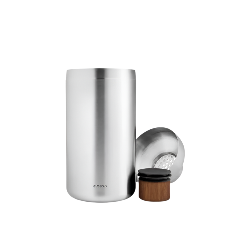 eva trio Liquid Lounge Cocktail-Shaker aus Edelstahl und Walnussholz