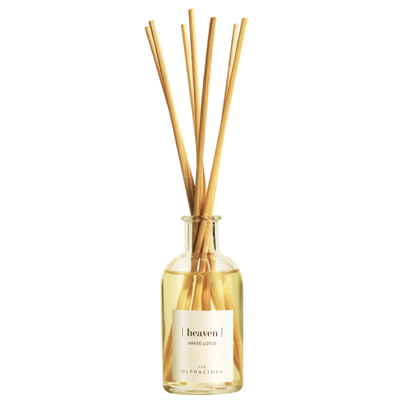 Diffuser "HEAVEN" White Lotus von The Olphactory im Glasflakon – 100 ml, zarter floraler Duft mit weißem Lotus