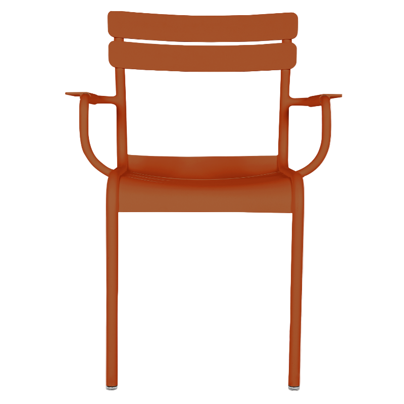 Fermob Luxembourg Gartenstuhl mit Armlehnen in orange – stapelbarer Outdoor-Stuhl aus Aluminium, wetterfest und stilvoll für Terrasse, Balkon oder Garten