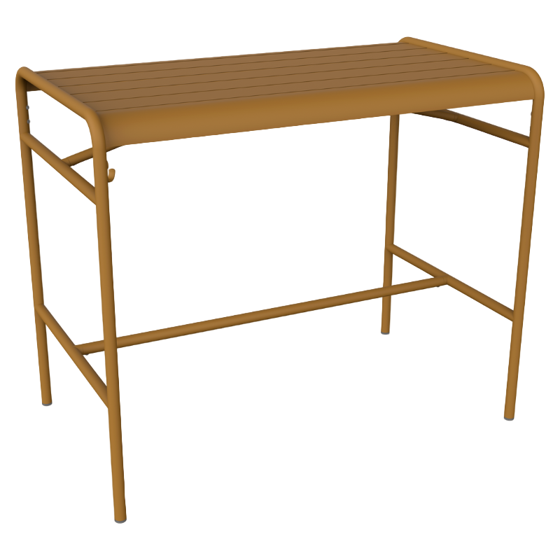 Fermob Luxembourg hoher Tisch in Lebkuchen Farbe – moderner Stehtisch aus Aluminium für Outdoor-Bereich, ideal für Balkon, Garten oder Bar-Lounge