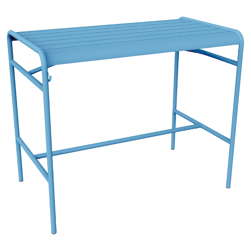 Fermob Luxembourg hoher Tisch in Mayablau Farbe – moderner Stehtisch aus Aluminium für Outdoor-Bereich, ideal für Balkon, Garten oder Bar-Lounge