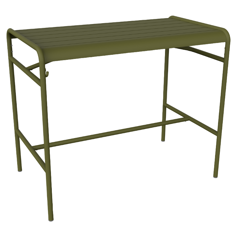 Fermob Luxembourg hoher Tisch in Pesto Farbe – moderner Stehtisch aus Aluminium für Outdoor-Bereich, ideal für Balkon, Garten oder Bar-Lounge