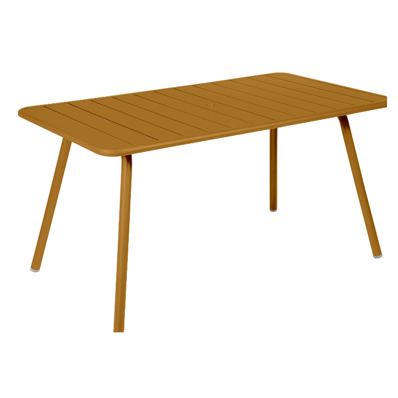 Fermob Luxembourg rechteckiger Gartentisch in Lebkuchen Farbe – moderner Outdoor-Tisch aus Aluminium für 6 Personen, UV- und wetterbeständig, perfekt für Garten und Terrasse