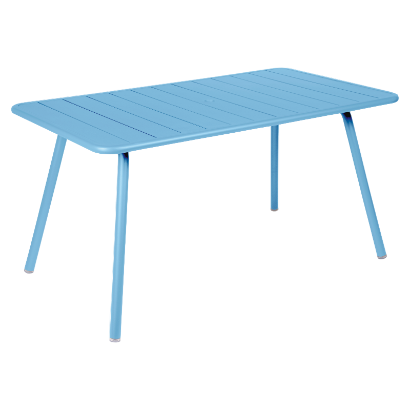 Fermob Luxembourg rechteckiger Gartentisch in Mayablau Farbe – moderner Outdoor-Tisch aus Aluminium für 6 Personen, UV- und wetterbeständig, perfekt für Garten und Terrasse
