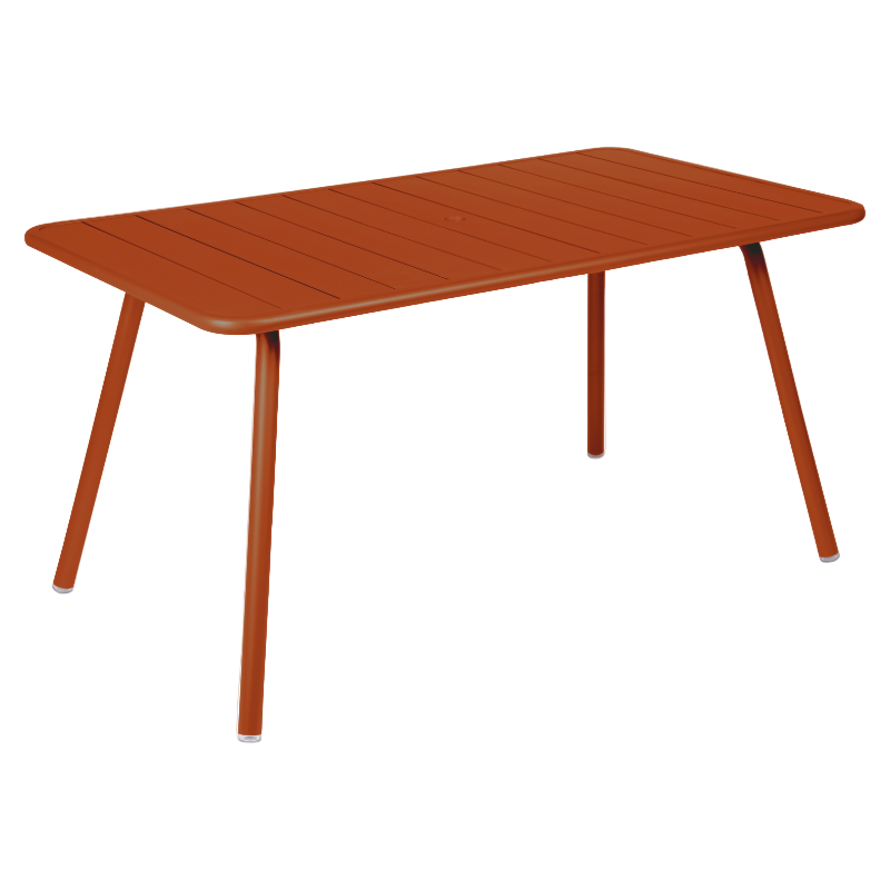 Fermob Luxembourg rechteckiger Gartentisch in orange – moderner Outdoor-Tisch aus Aluminium für 6 Personen, UV- und wetterbeständig, perfekt für Garten und Terrasse
