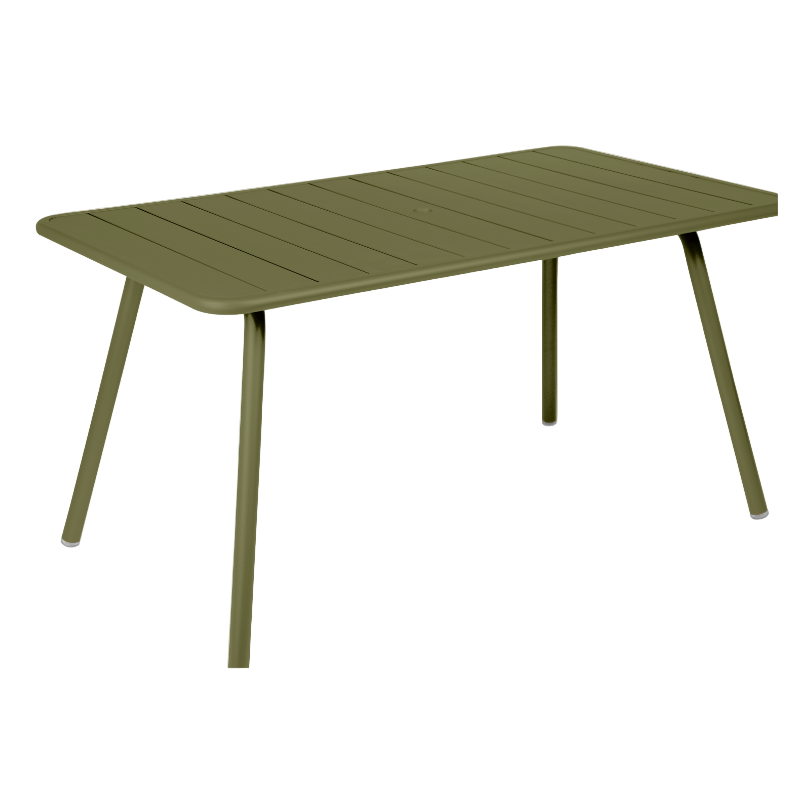 Fermob Luxembourg rechteckiger Gartentisch in Pesto Farbe – moderner Outdoor-Tisch aus Aluminium für 6 Personen, UV- und wetterbeständig, perfekt für Garten und Terrasse