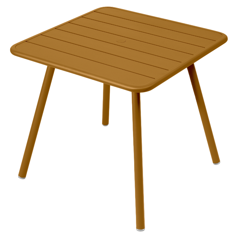 Fermob Luxembourg quadratischer Gartentisch in senfgelb – moderner Outdoor-Tisch aus Aluminium, wetterfest und ideal für Balkon, Terrasse oder Garten