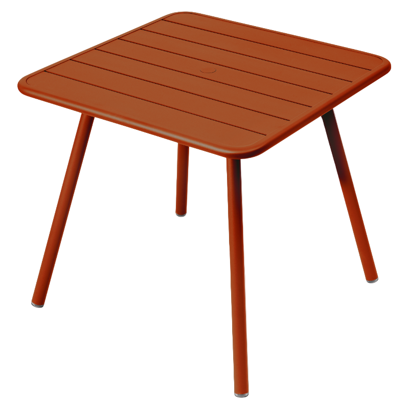 Fermob Luxembourg quadratischer Gartentisch in orange – moderner Outdoor-Tisch aus Aluminium, wetterfest und ideal für Balkon, Terrasse oder Garten