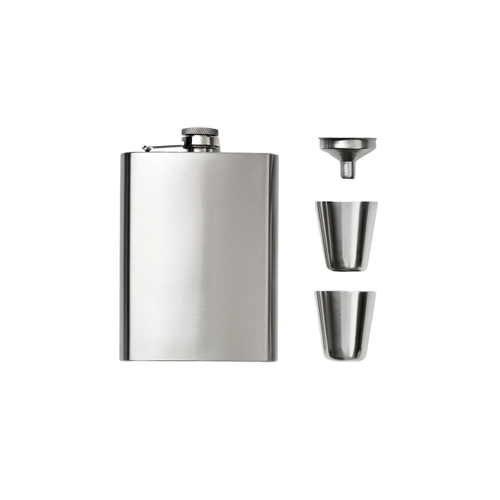 PRINTWORKS Flachmann Set Hip Flask Box in Dunkelblau