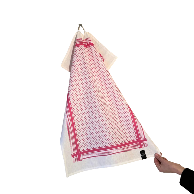 Geschirrtuch Halbleinen - White Pink