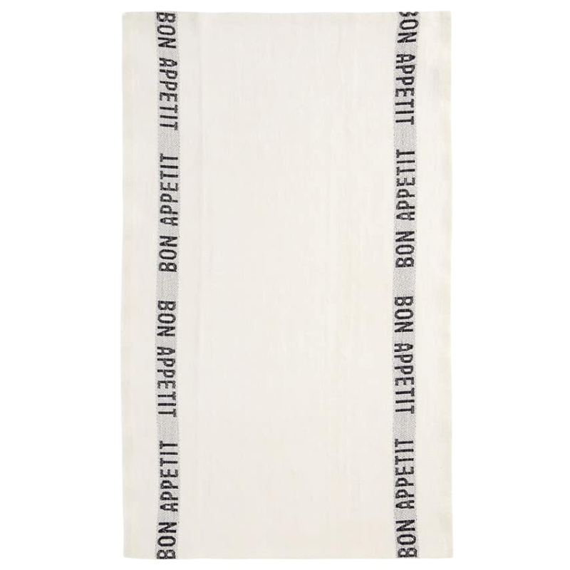 Geschirrtuch aus Leinen"Bon Appetit" - White Black