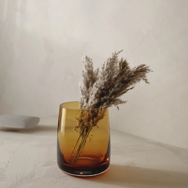 Glas Vase "Ajana" niedrig - Amber