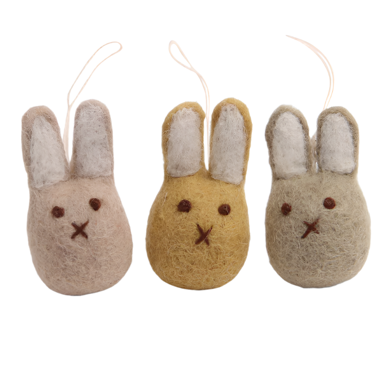 Mini Filzanhänger Häschen 3er Set Tonfarben