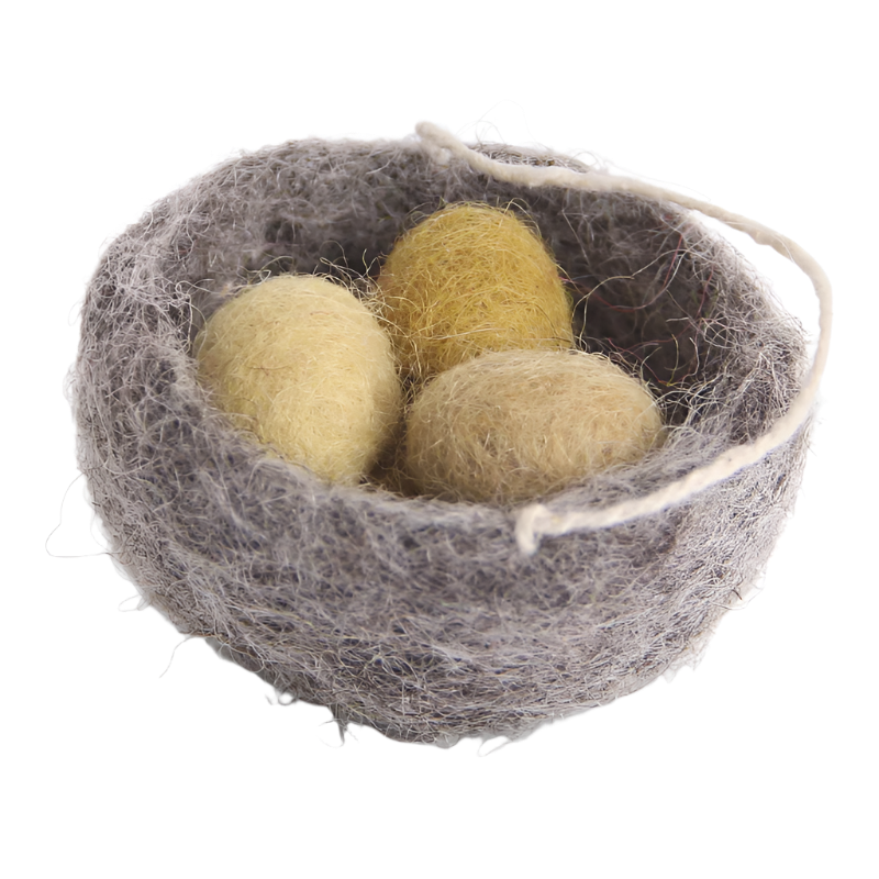 Filzanhänger Nest mit gelben Eiern