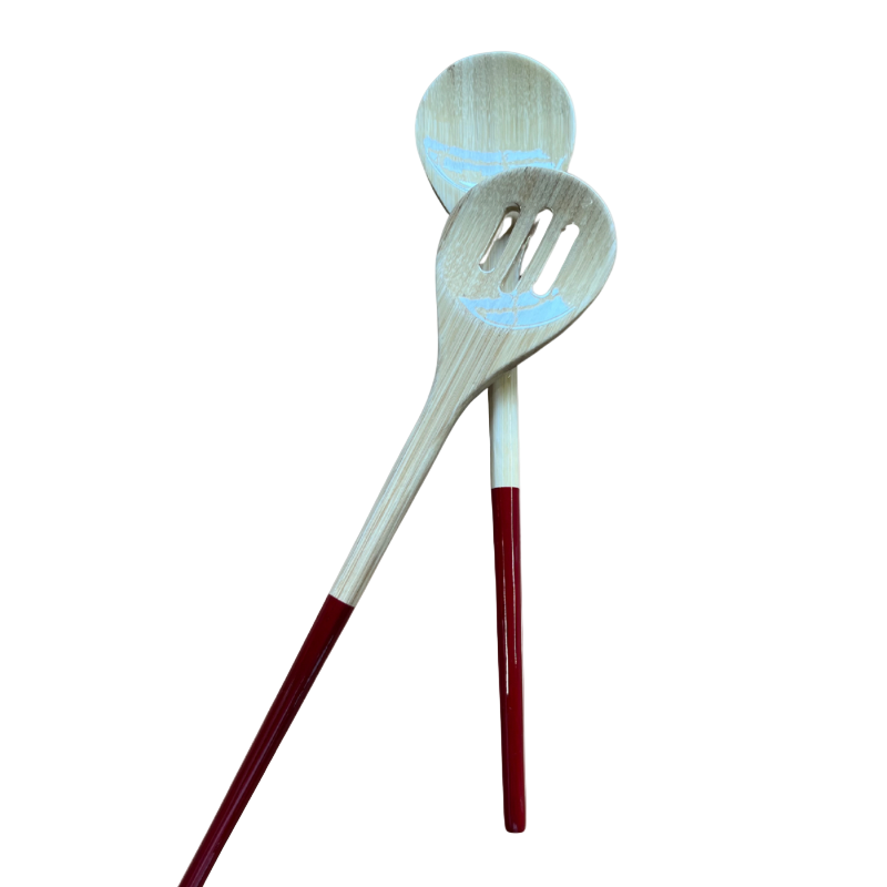 Salatbesteck "Bambus" 32,5cm - Rot