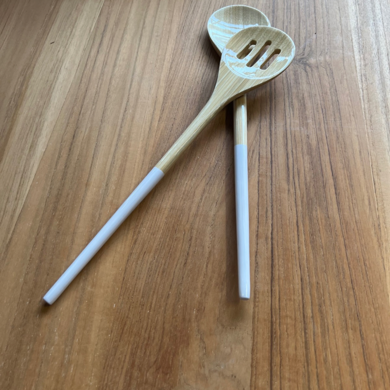 Salatbesteck "Bambus" 32,5cm - Weiß