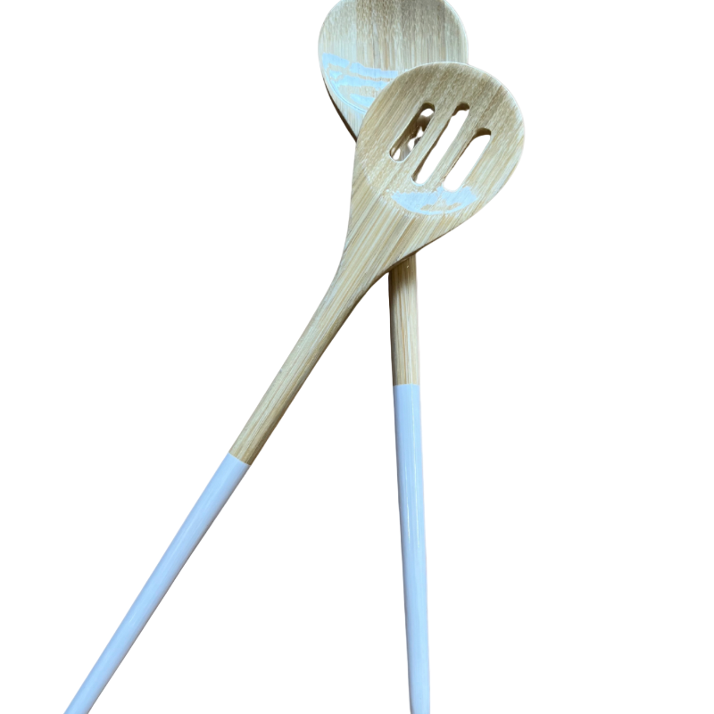 Salatbesteck "Bambus" 32,5cm - Weiß