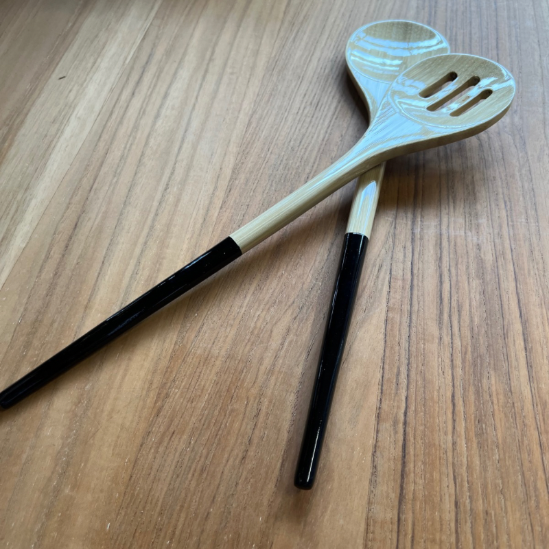 Salatbesteck "Bambus" 32,5cm - Schwarz