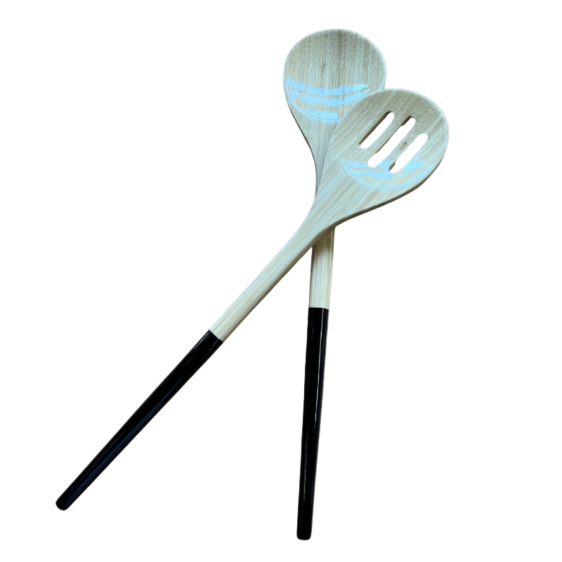 Salatbesteck "Bambus" 32,5cm - Schwarz