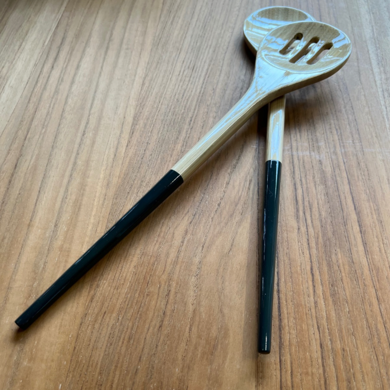 Salatbesteck "Bambus" 32,5cm - Grüngrau