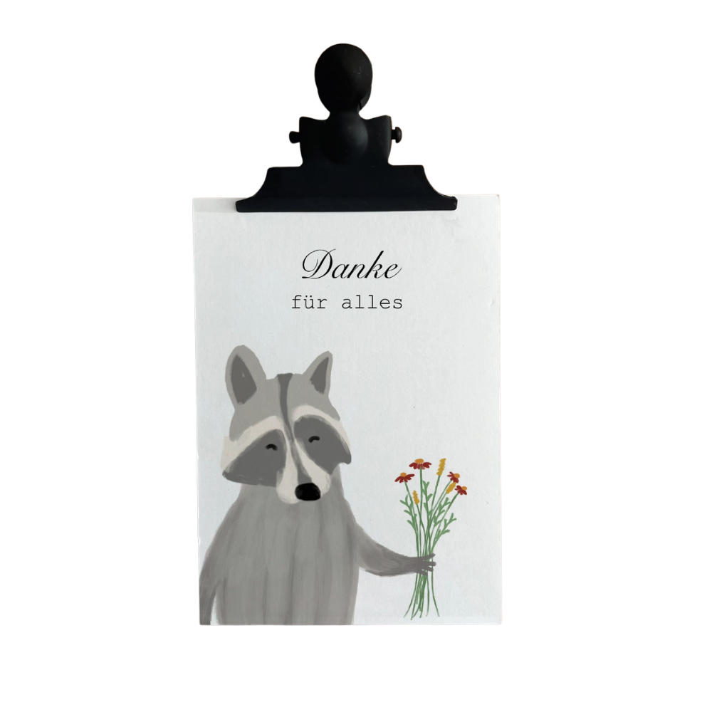 Karte „Danke für alles“ – Ein herzliches Dankeschön mit Waschbär