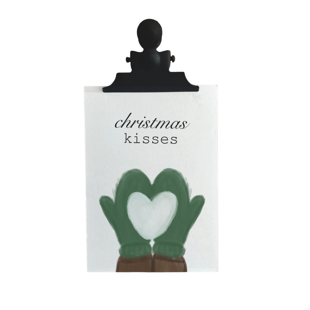 Karte „christmas kisses“ – Weihnachtsgrüße mit Herz aus Wollhandschuhen