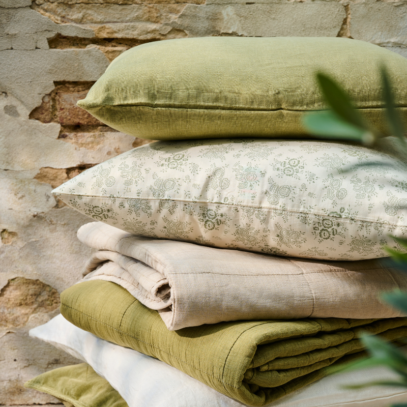 Flachs Kissenbezug 50x50 - Herbal Green