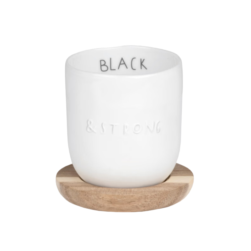 Kleiner Becher aus Porzellan - "Black & Strong"