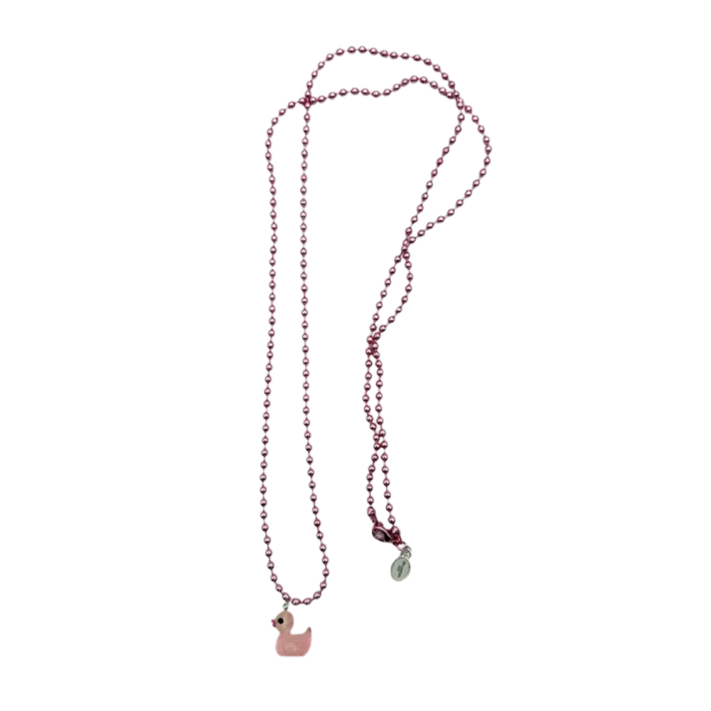 Kugelkette Metallic mit fluoreszierendem Entenanhänger