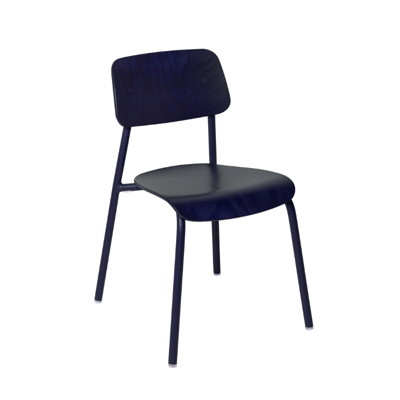 Lasierter Holzstuhl "Studie" - Abyssblau