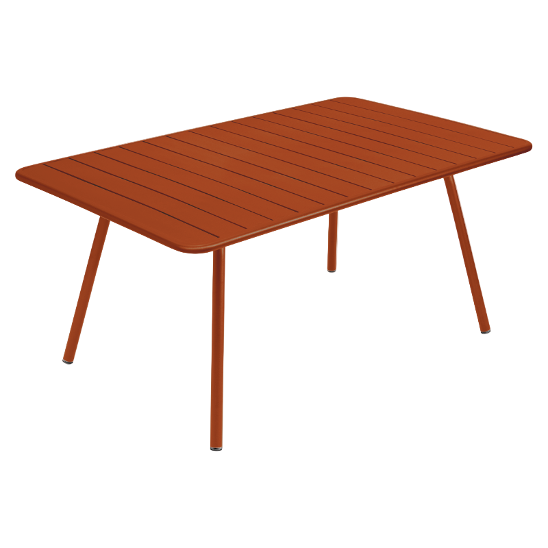Fermob Luxembourg Esstisch rechteckig in orange – eleganter Gartentisch aus Aluminium für 6 Personen, UV-beständig und wetterfest für Terrasse oder Balkon