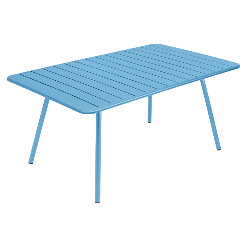 Fermob Luxembourg Esstisch rechteckig in Mayablau Farbe – eleganter Gartentisch aus Aluminium für 6 Personen, UV-beständig und wetterfest für Terrasse oder Balkon