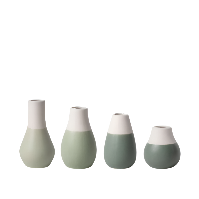 Mini Pastellvasen aus Steinzeug "4er Set" grün