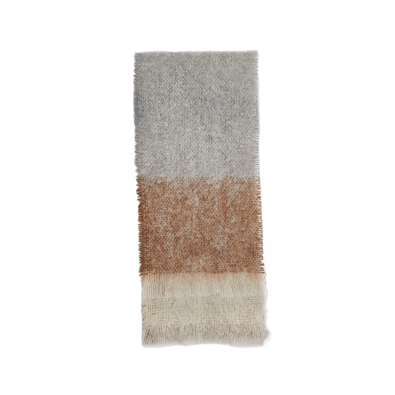 Mohair Schal Hellbraun Owl Gefaltet