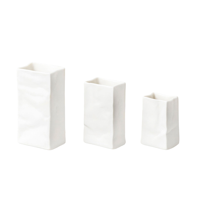 Porzellan Vase "Papiertüte" 3er Set von Räder