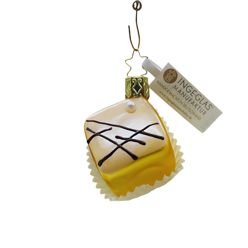 Pralinen "Petit Fours" Weihnachtsanhänger gelb