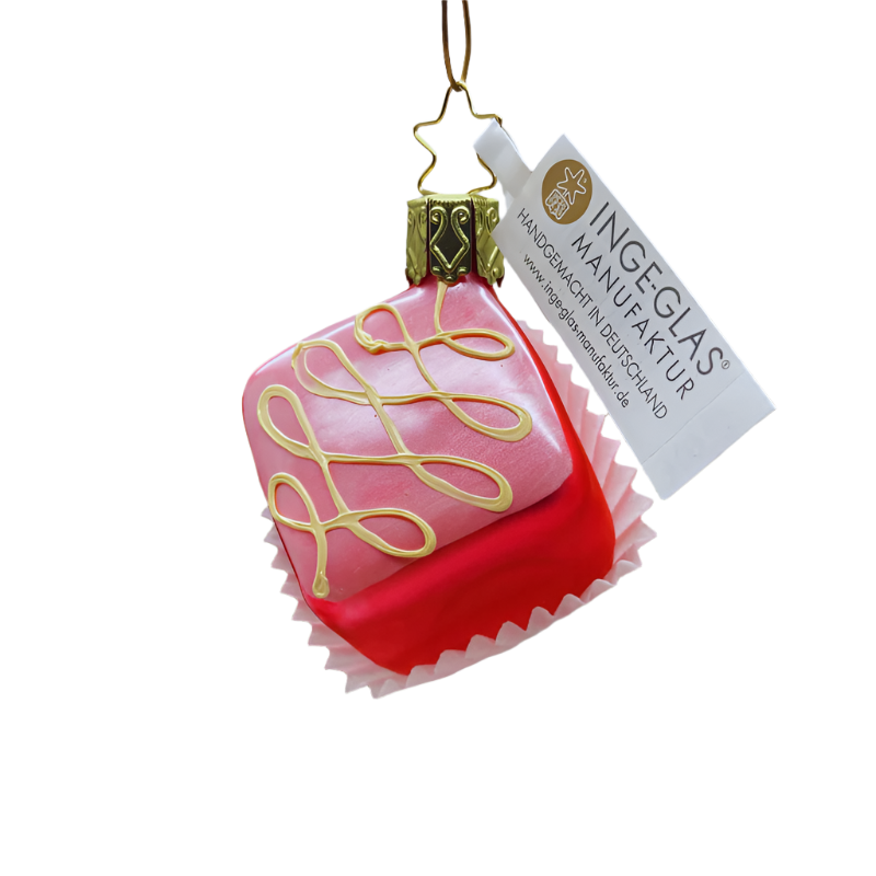 Pralinen "Petit Fours" Weihnachtsanhänger rot