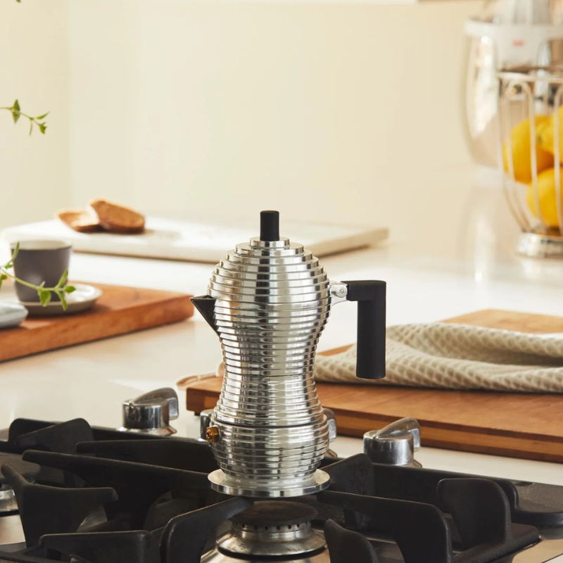 Espressokocher "Pulcina" Silbergrau/Schwarz Induktion