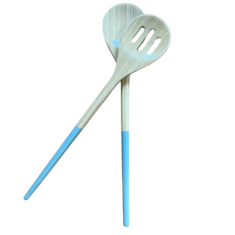 Salatbesteck "Bambus" 32,5cm - Eisblau