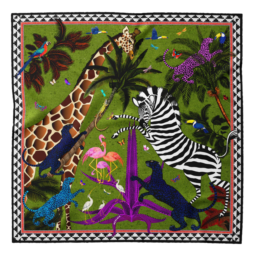 Seidentuch "Jungle Green" 55×55 cm