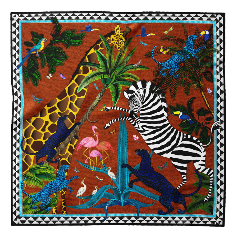 Seidentuch "Jungle Ruggine" 55×55 cm
